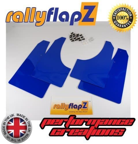 Genuine rallyflapZ (Made in the UK) Full Set of 4 Mudflaps Including all Fixings/Hardware Required & Full Fitting Instructions! (Mud Guard / Mud Flaps Kit) 4mm Thick Flexible PVC Standard Blue (not colour matched)