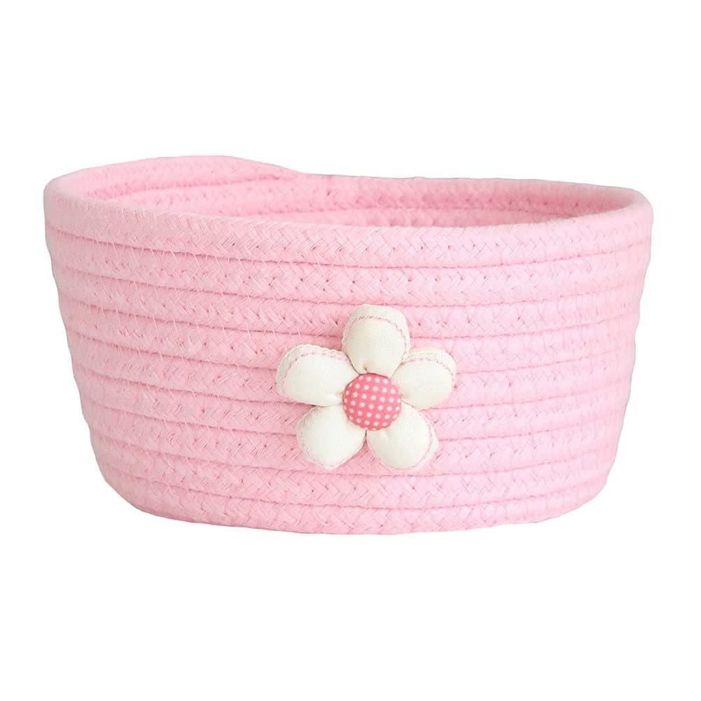 Tutuba Cotton Rope Baskets, Woven Round Cute Storage Baskets Decorative Storage Bins for Pink