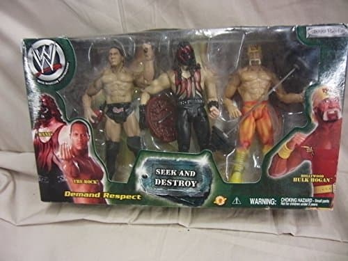 WWE Wrestling Seek & Destroy Demand Respect Action Figure 3-Pack The Rock, Hulk Hogan & Kane