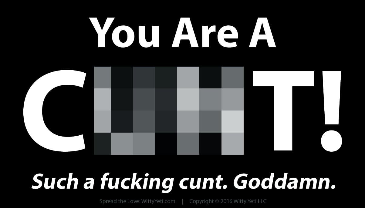 Witty YetiYou Are a C**T Offensive Business Card 25 Pack. Spread Fun to Friends & Enemies Alike! Funny Gag Gift, Prank & Joke for Fraternities, Naughty Adults Against Humanity & Dirty Santa Parties