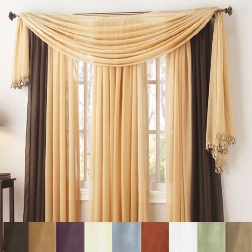 Corona Curtain Savannah Sheer Panel - 144" L Beaded Scarf - Gold