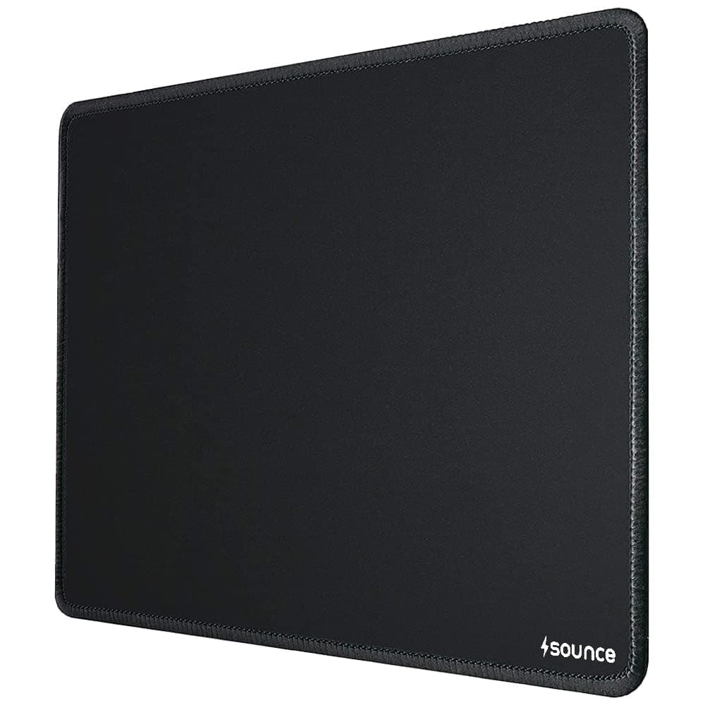 Sounce (250mm x 210mm x 2mm Speed Type Mouse Pad with Antifray Stitched Embroidery Edges, Non-Slip Rubber Base Mousepad for Laptop PC - Black