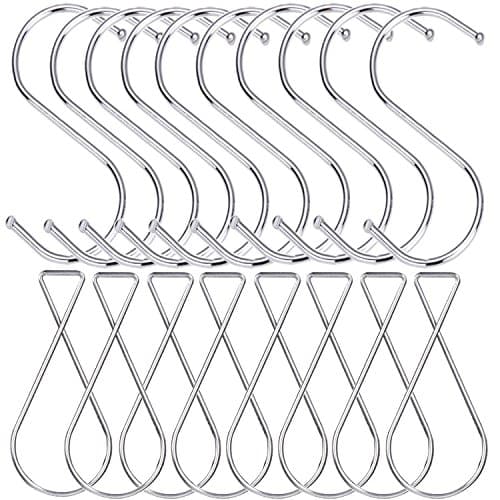 Maosifang 20 Pack S-Hooks S Shaped Hooks Hanging Hooks Hangers and Ceiling Hooks Ceiling Clips Squeeze Hangers Hooks for Home,Office,Classroom