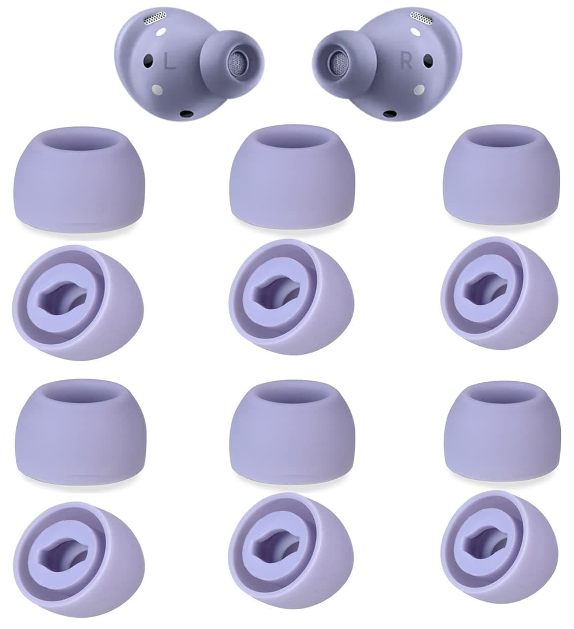 12 Pieces Replacement Galaxy Buds Pro Ear Tips,3 Size S/M/L Silicone Earbud Covers Fit in Case Compatible with Samsung Galaxy Buds Pro Teemade Flexible Earbuds Wing Silicone Rubber (Phantom Silver)