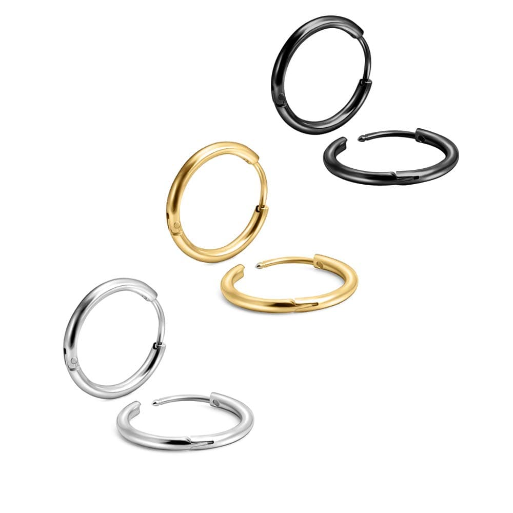 Unisex 18K Real Gold Plating Surgical Steel Sleeper Tiny Hoop Earrings,Nose Ring Septum Ring Helix Ring Daith Ring Lip Ring Nipple Ring Snug Ring Rook Ring Body Piercing Jewelry