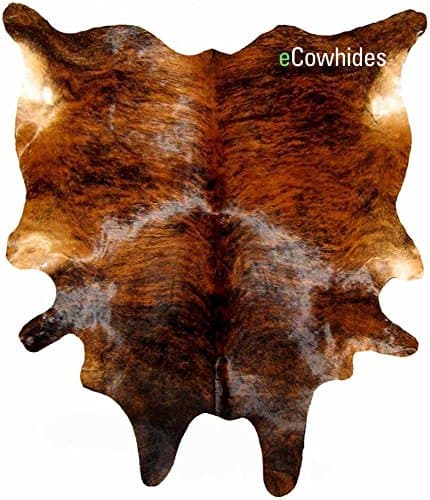 Brindle Brazilian Cowhide Area Rug, Cowskin Leather Hide for Home Living Room (XXL) 8 x 7 ft