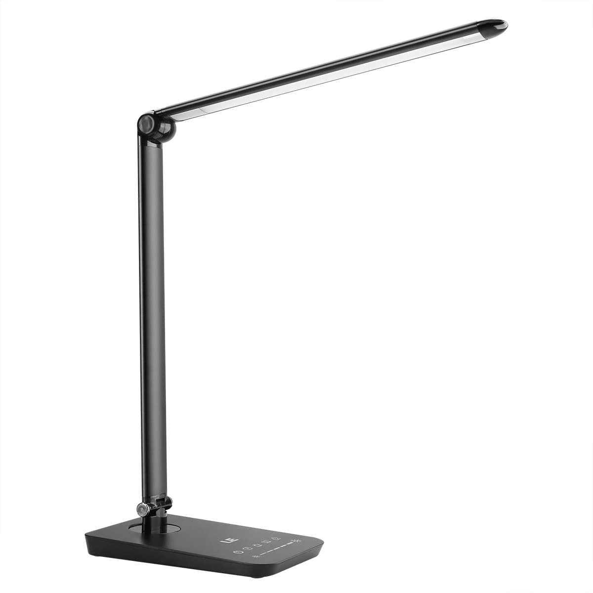 LE Dimmable LED Desk Lamp with USB Port, 7-Level Brightness Adjustable, Soft Touch Dimmer, 3 Color Modes, Eye Care, High Intensity Office Task Lamp for Reading, Study, Computer Work and More (Black)