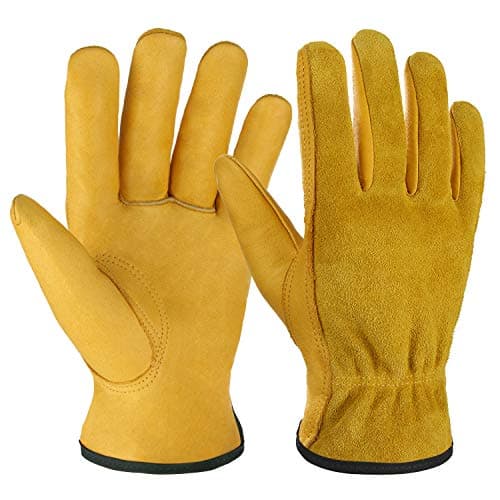 Leather Work Gloves Flex Grip Tough Cowhide Gardening Glove for Men and Women