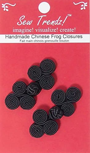 Chinese Frogs Button Closures Hook & Eye Fastener- Sewing Quilting Renaissance Dance Hawaiian Bridal Costumes Outfit Home Decor-Black-2"x1"-Flower Shape - 2 Pairs/pk -Small Size- #FG4696