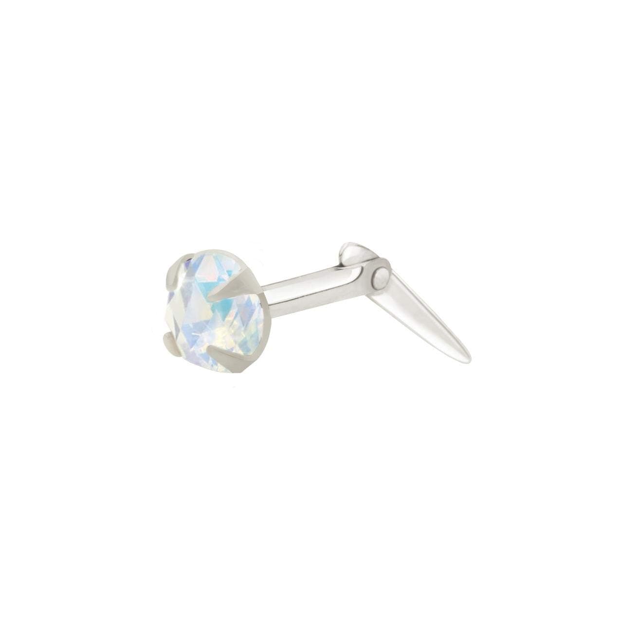 Andralok Sterling Silver 2mm-3.5mm Aurora Borealis Crystal Nose Stud Gift Box Included