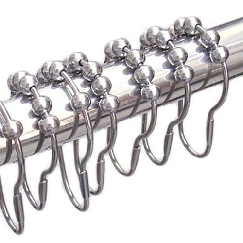 Wrenwane Premium Shower Curtain Hooks - 100% Stainless Steel, Polished Chrome, Set of 12 Rings, USA Top Selling Hooks for 5+ Years with 3000+ Reviews 4.7*