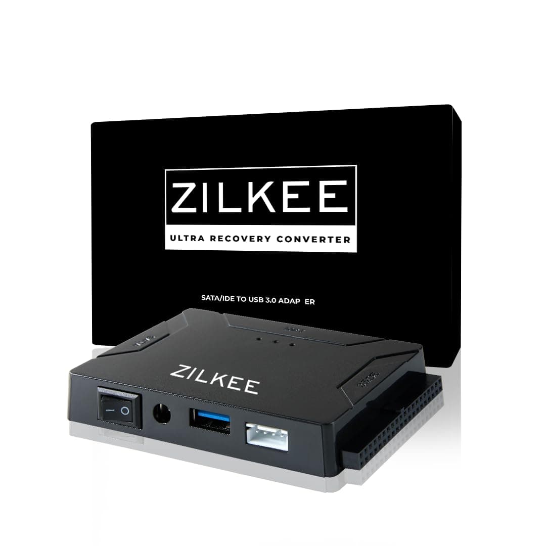 ZILKEE Ultra Recovery Converter IDE to USB Adapter | 6TB Capacity, USB 3.0, SATA to USB Adapter for Hard Drive Recovery