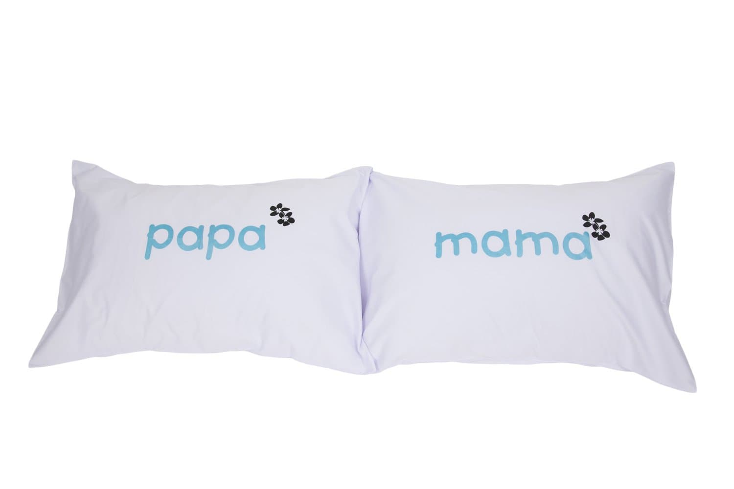 Sweet Day "Papa & Mama" Couple Pillowcases for Anniversary, Set of 2, Black (White)