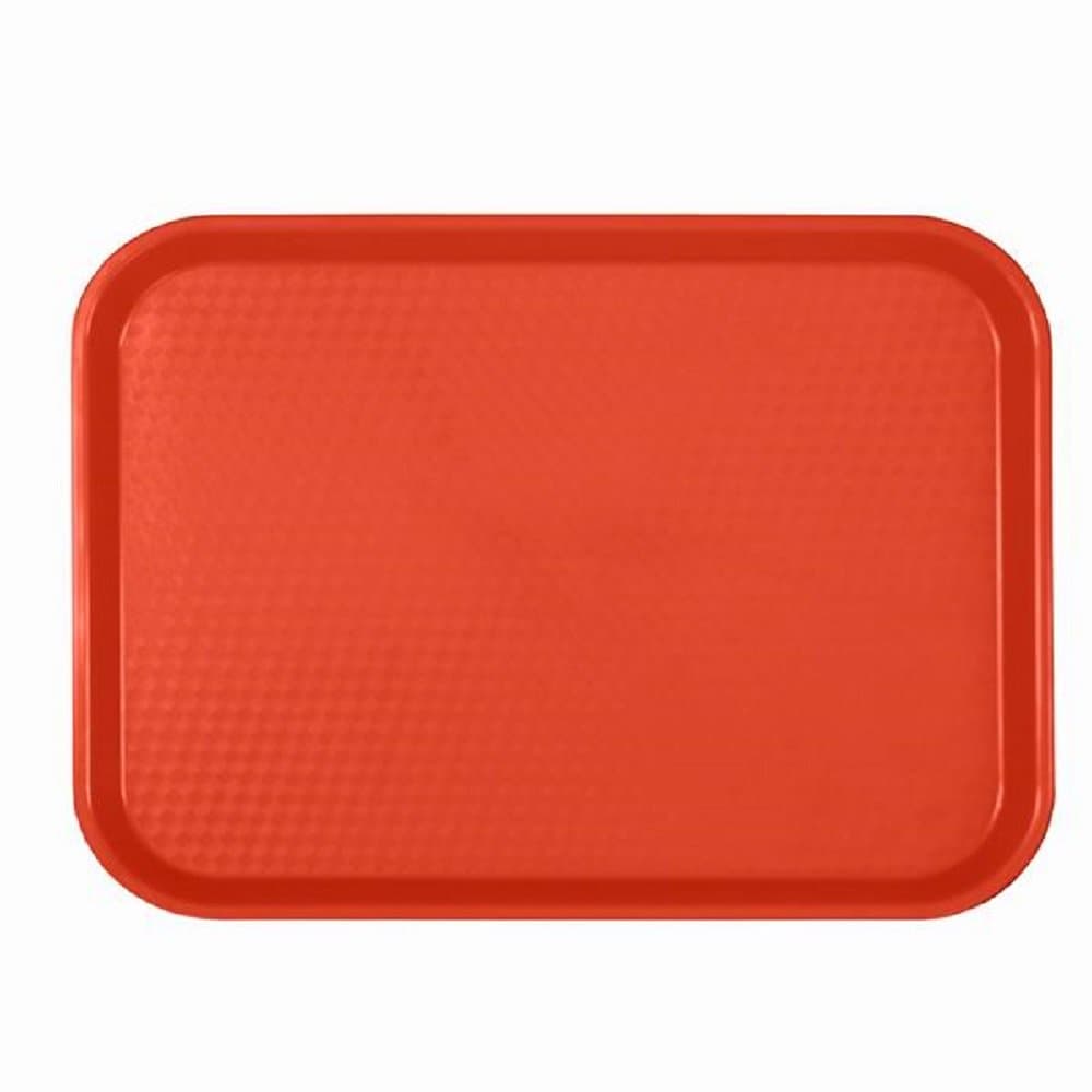 FAST FOOD SERVING TRAYS. SET OF 12 (DOZEN) PLASTIC | CAFETERIA | RESTAURANT (Red, 10 1/2" X 13 5/8)