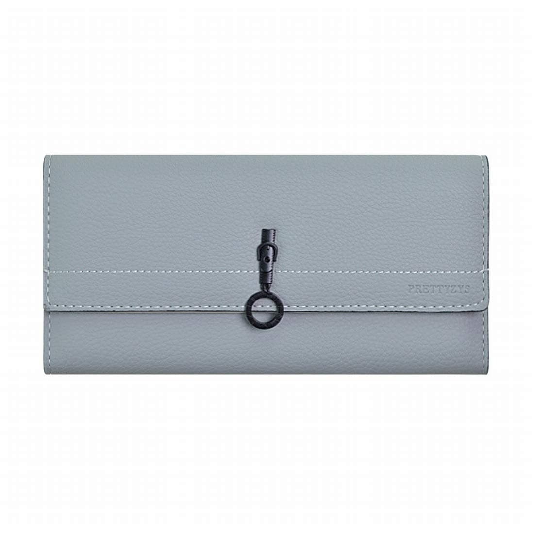 Ovesuxle Womens Wallet Faux Leather RFID Blocking Purse Trifold Credit Card Clutch for Women (Color : Gray)