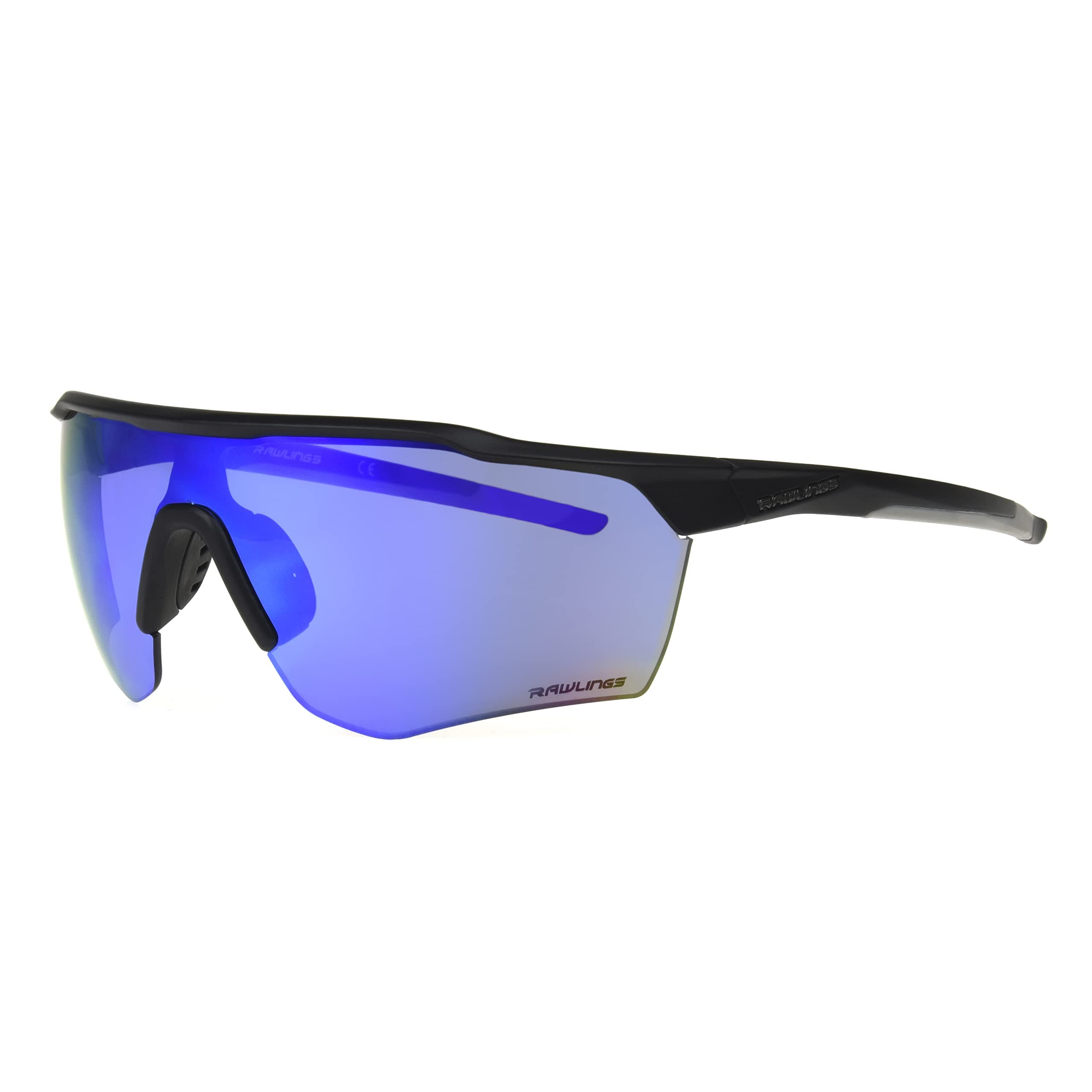 Batter Up Youth Baseball Sunglasses, Matte Black/Sky Blue Mirror, 65mm
