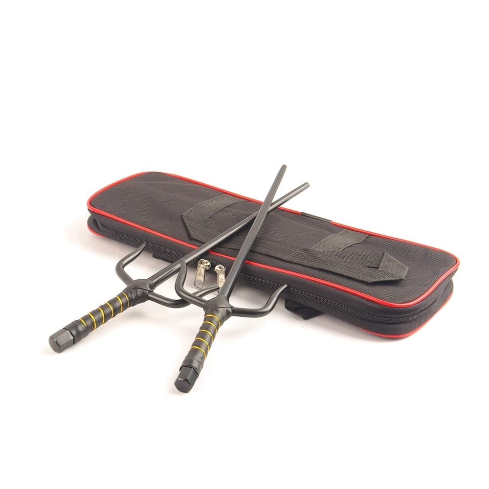 Octagon Metal Martial Arts Sai Multi Size（Black and Silver） (Black, 18"&Case)