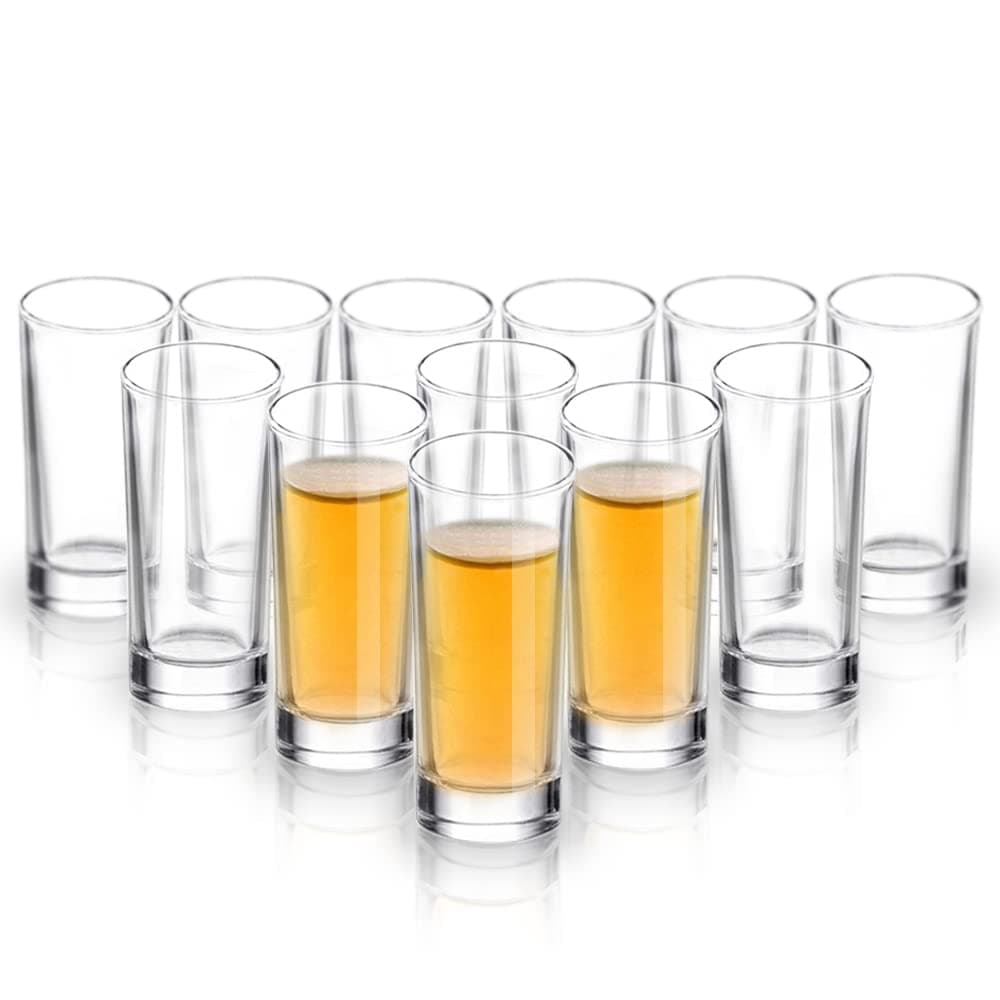 Shot Glass Set with Heavy Base, 2 oz (6 pack) Clear Glasses for Whiskey, Liqueurs and Dessert - JL01