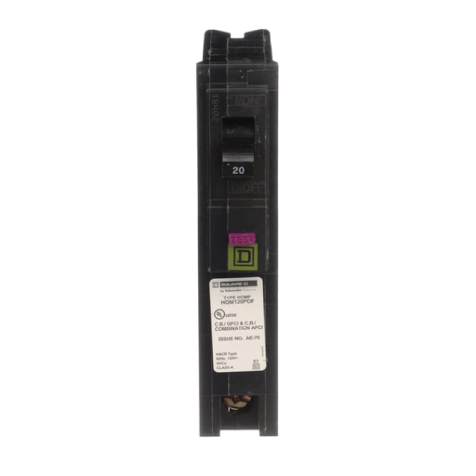 by Schneider Electric HOM120PDFC Homeline Plug-On Neutral 20 Amp Single-Pole Dual Function (CAFCI and GFCI) Circuit Breaker, (Pack of 4)
