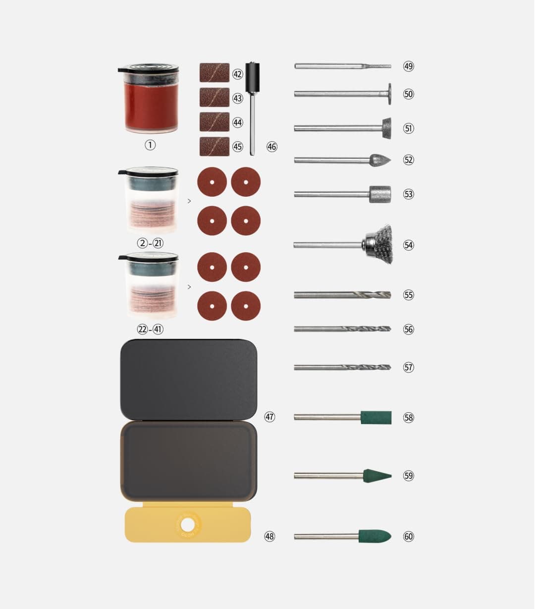 Rotary Tool Accessories Kit, 60 Pcs Accessories, Sanding, Grinding, Cutting, Drilling, Sharpening, Carving, Engraving