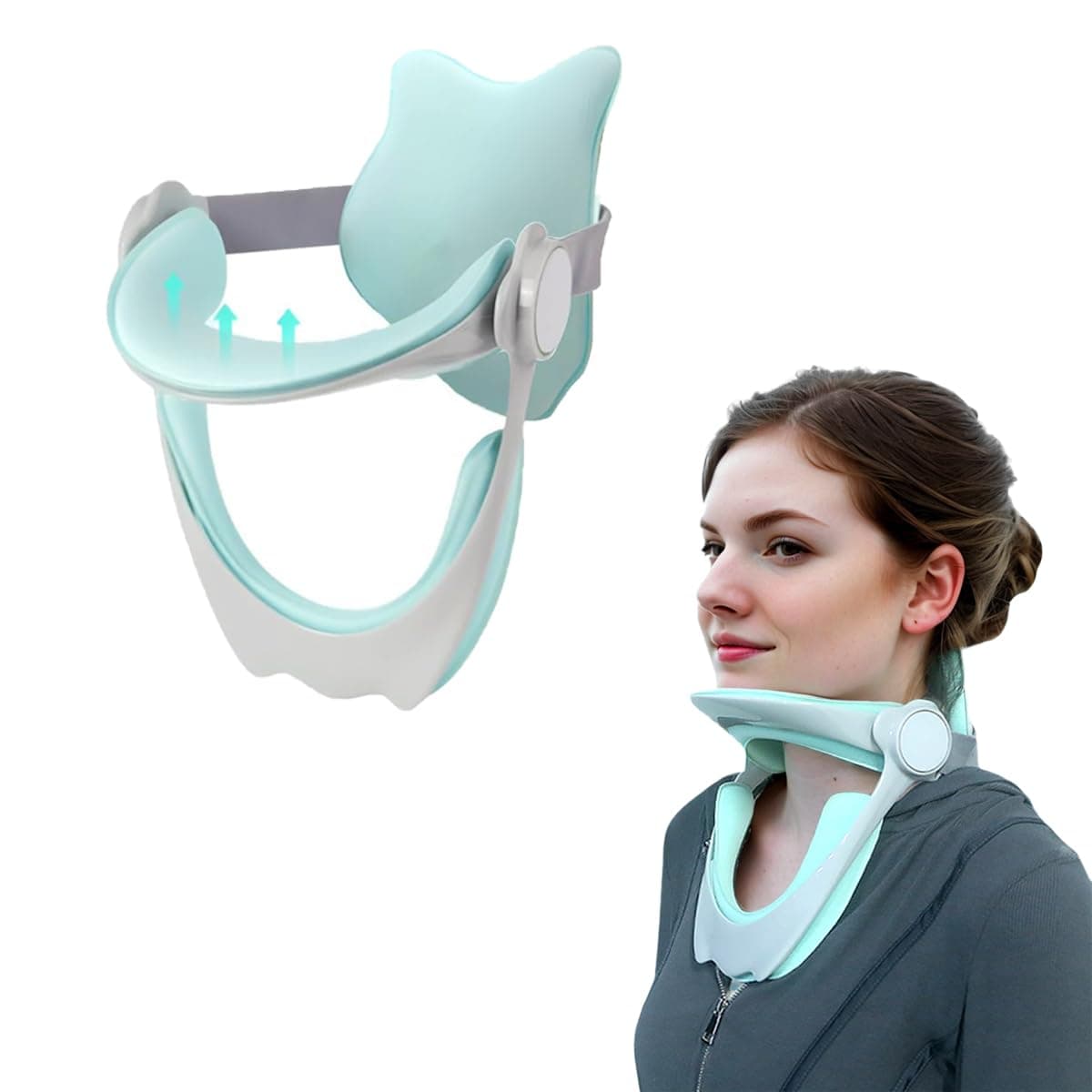 360°Adjustable Neck Brace for Neck Pain and Support, Cervical Neck Traction Device for Home Use, Neck Stretcher Neck Decompression Devices for Forward Head Posture Correction, Green