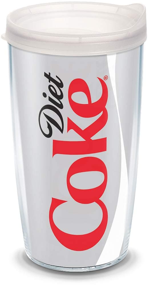Plastic, Coca-Cola - Diet Coke Tumbler with Wrap and Frosted Lid 16oz, Clear