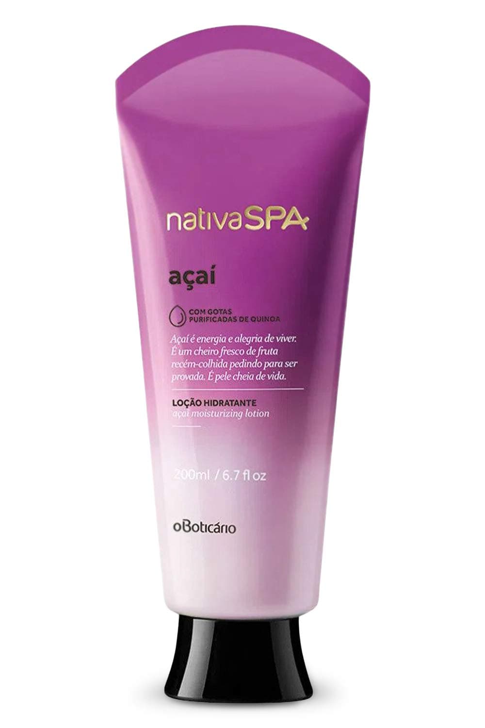 Nativa SPA by O Boticário, Açaí Moisturizing Body Lotion | Long-Lasting Hydration and Lightweight, Fragranced Moisturizer, 6.7 Ounce