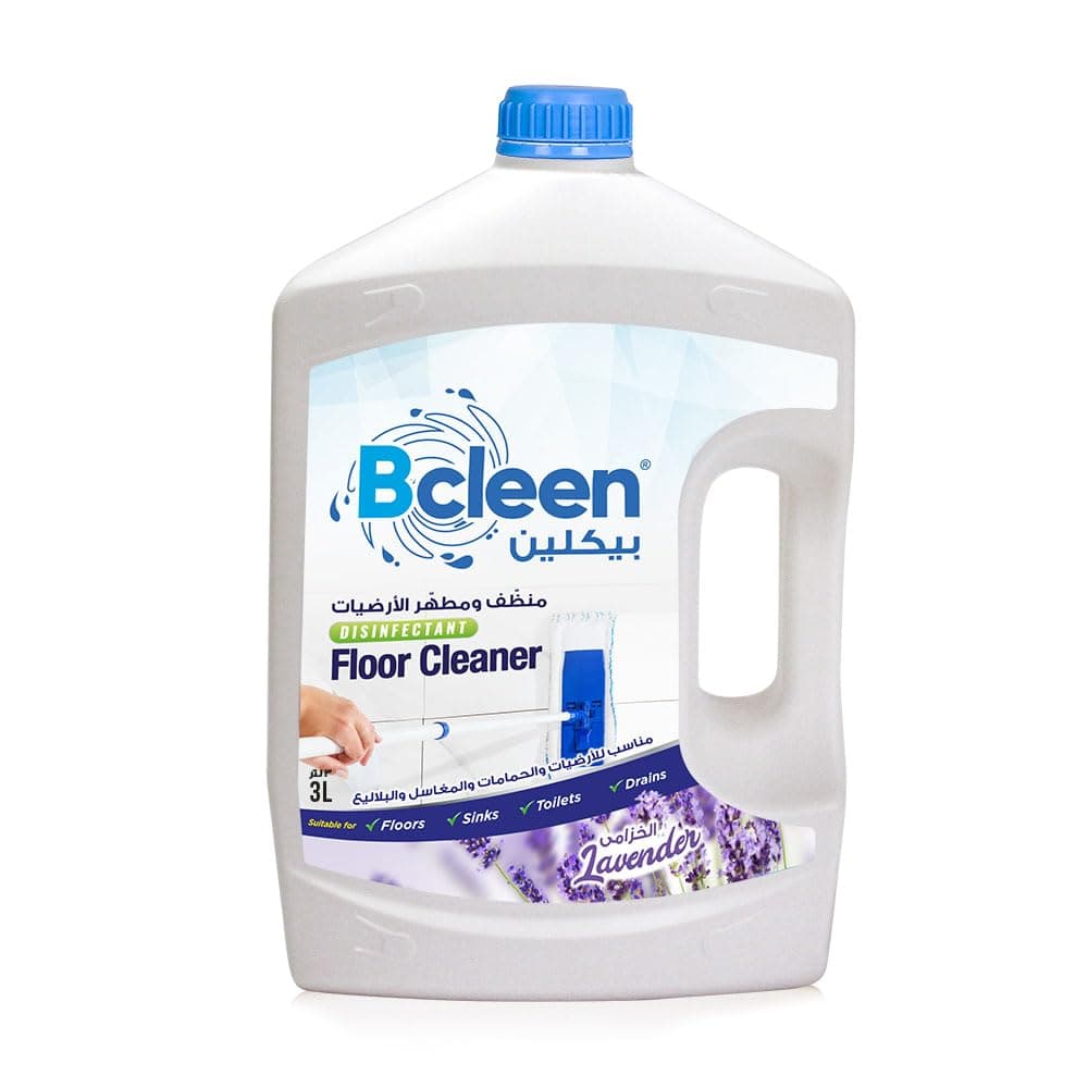 Bcleen بيكلين Disinfectant Floor Cleaner, Lavender – 3L | For Floor, Sink, Toilet & Drains | Kills Germs | Multi-Surface Cleaning Solution