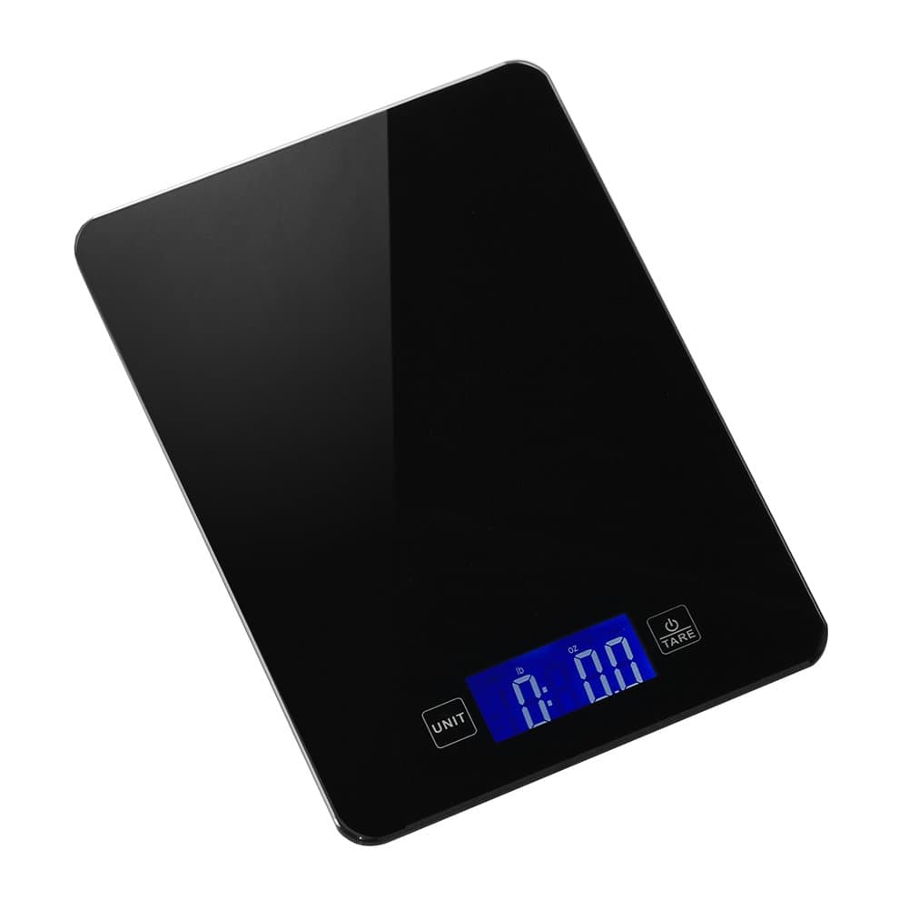 Sleek-weigh Ultrathin Glass Top Kitchen Scale, High Precision Strain Gauge and Tarring Technology, Sensitive Touch Buttons, 5kg/11lbs