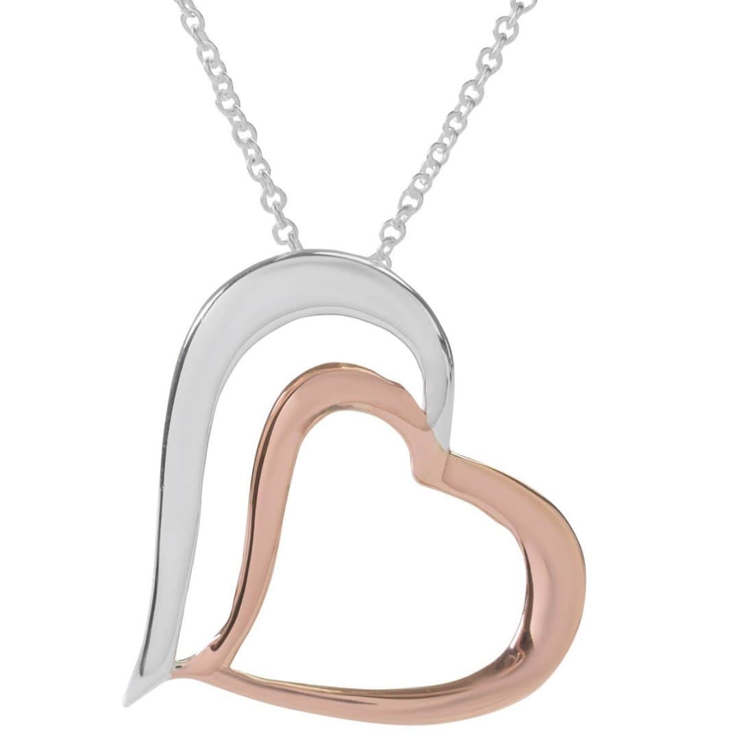 Sophie Oliver Valencia Double Heart 925 Sterling Silver & Rose Gold Vermeil Necklace