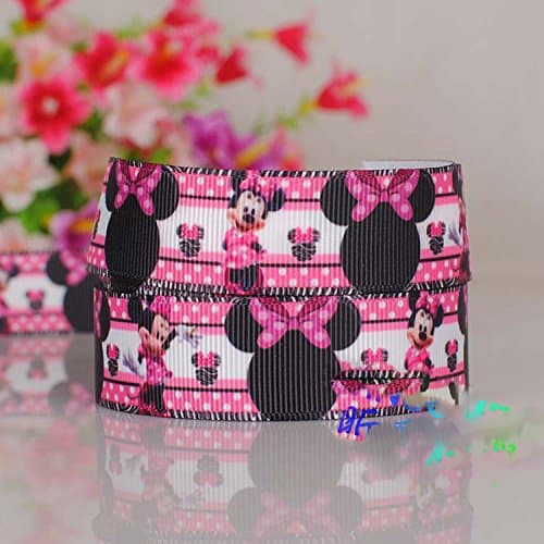 10 Yards 7/8 Inch Pink Minnie Mouse Cartoon Printed Grosgrain Ribbon By the Yard No.9587648