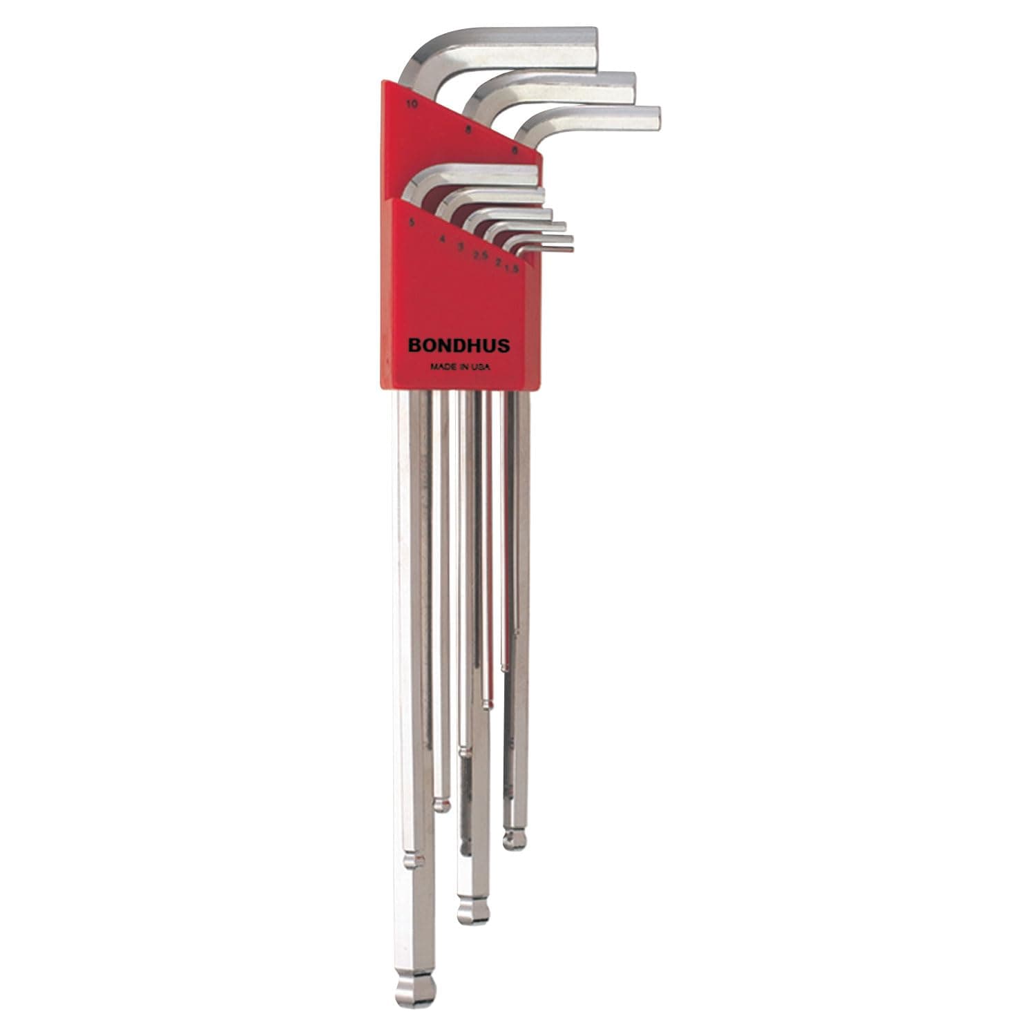 Bondhus, BLX9MMB BRITEGUARD Long Series BALLEND HEX Key Set 1.5MM-10MM, 17099