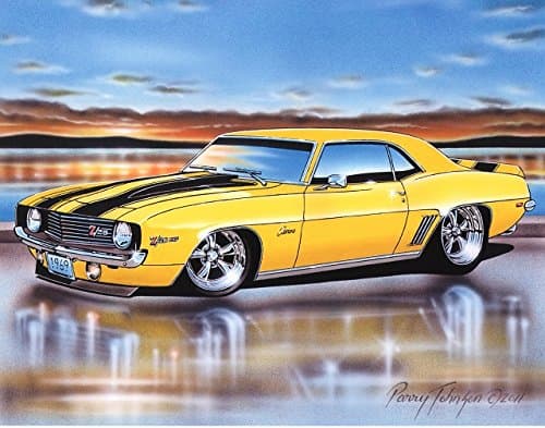 1969 Chevy Camaro Z28 Coupe Muscle Car Art Print Yellow 11x14 Poster