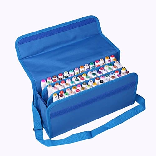 Marker Case Krafty's 80 Slot Marker Storage Holder for Permanent Markers, Graffiti Markers, Lipsticks Lipsense, Copic Sketch Markers, Highlighters, Prismacolor Markers Marker Organizer (blue)