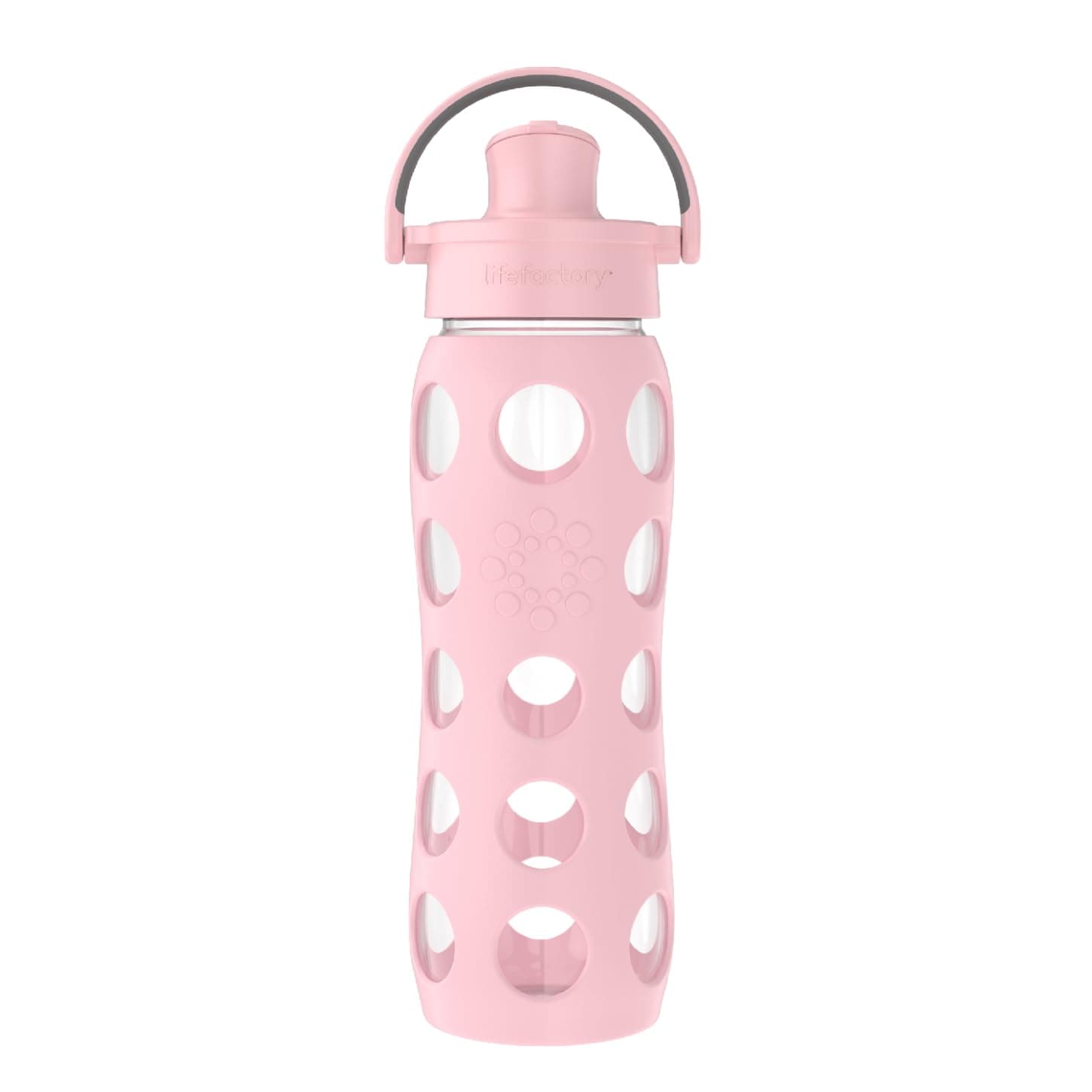 Lifefactory 22-Ounce Glass Water Bottle with Active Flip Cap and Protective Silicone Sleeve, Desert Rose