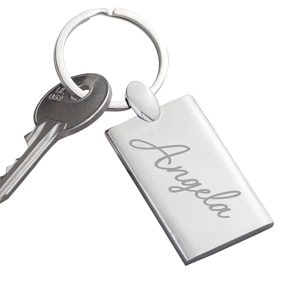 Treat Republic Personalised Engraved Metal Keyring – 8.1 x 2.8 x 4 cm, Rectangular Shaped, Custom Keychain, Highly Polished, Easy to Open, Convenient to Use | Keyrings and Keychains