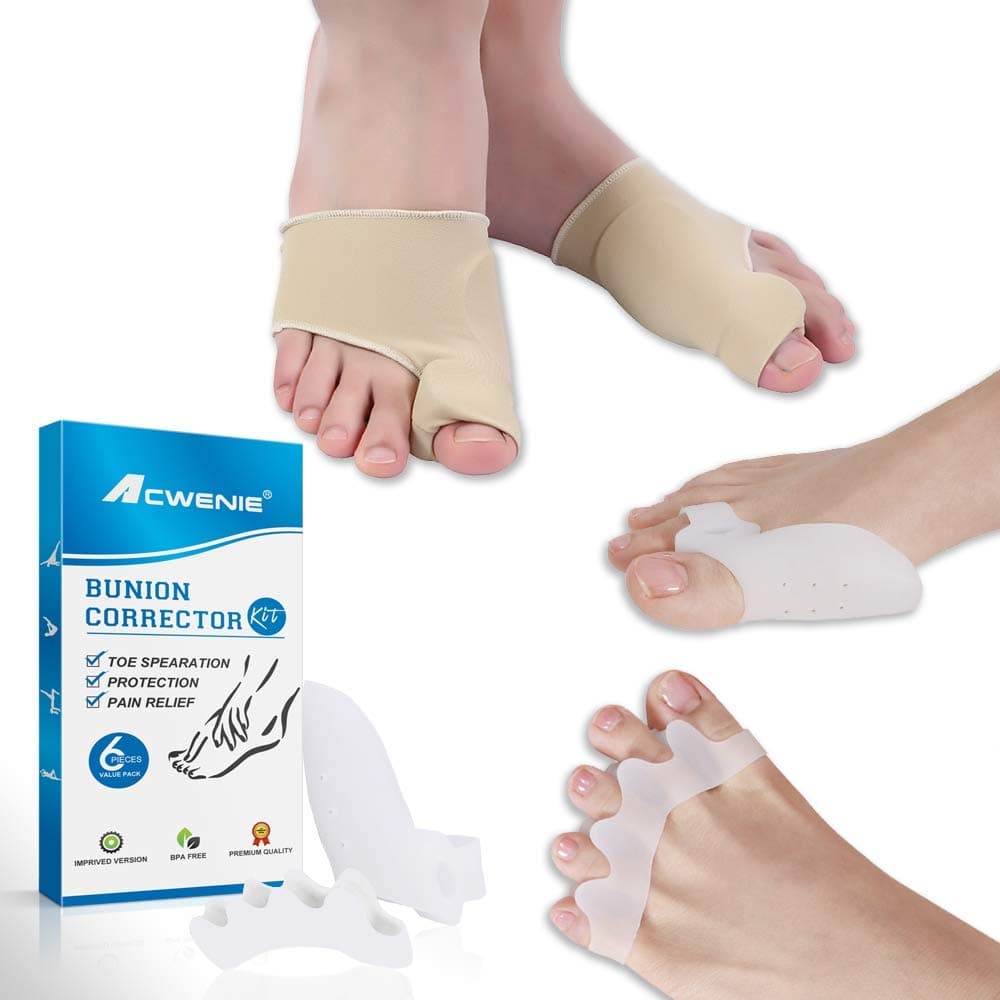 Orthopedic Bunion Corrector and Bunion Relief - Bunion Pads Hammer Toe Straightener Toe Spacers Big Toe Separators for Women & Men with Integrated Gel Toe Wrapper Day Night Support - 3 Pairs