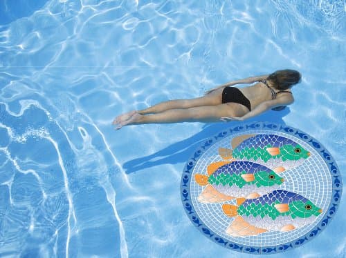 47" Large Mosaic Tropical Fish Drop in Swimming PoolArt