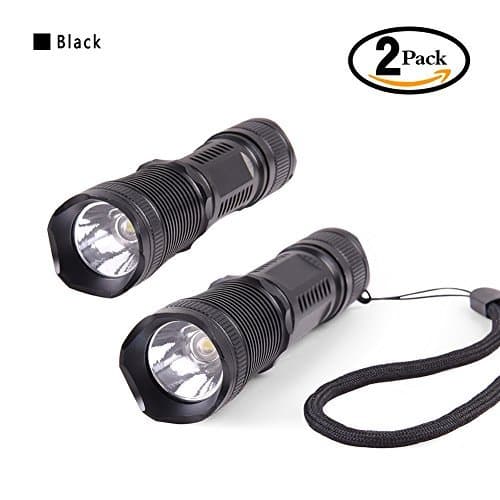 Mini LED Flashlight With Lanyard,3 Mode Aluminium Alloy Black torch,for Camping, Hiking, Hunting, Backpacking, Fishing,2 Pack