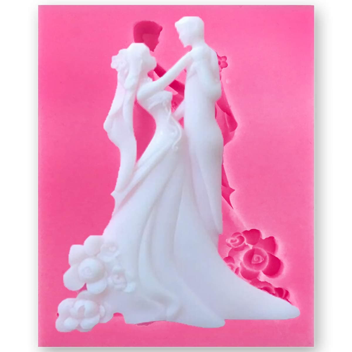 Bride and Groom Fondant Cake Topper Silicone Mold Couple Dancing Mould Jelly Sugar Chocolate Fondant Silicone Molds for Sugarcraft Candy Cake Decoration Cupcake Topper