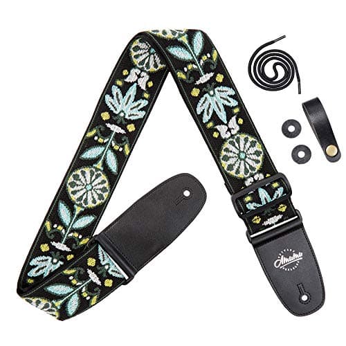 Amumu Daisy Jacquard Guitar Strap for Acoustic, Electric and Bass Guitar -Multi Color