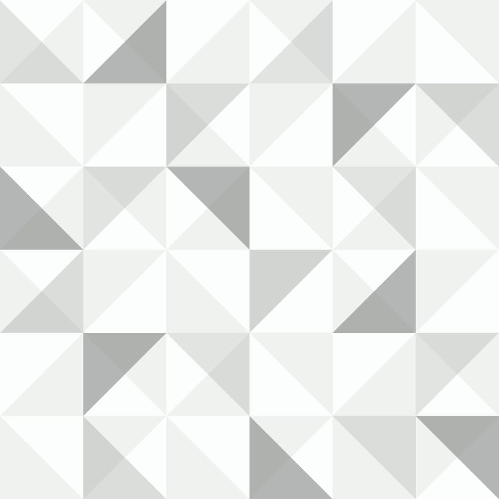 Black and White 6072 Triangle and Square Design Various Shades and Non-Woven Wallpaper White