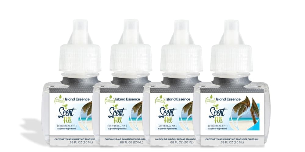 Scent Fill Island Essence Plug in Air Freshener, 4 Scented Oil Refills