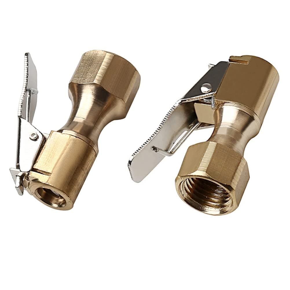 2 Pack Air Chuck, Heavy Duty Closed Flow Straight Tire Chuck Lock On Air Chuck with Clip for Tire Inflator Gauges Compressor Accessories