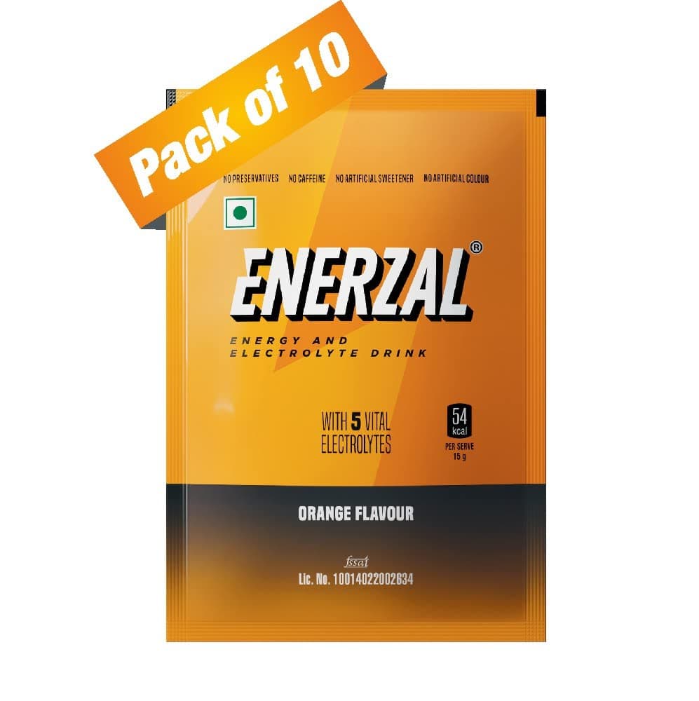 Enerzal Energy Drink Powder Orange Flavour 100 GM (Pack of 10)