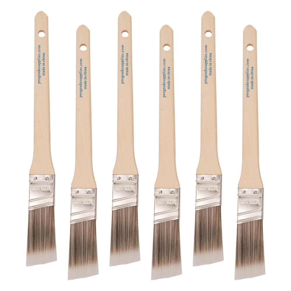 Vermeer Paint Brushes - 6-Pack - 1" Angle Sash Brushes for All Latex and Oil Paints & Stains - Home Improvement - Interior & Exterior Use