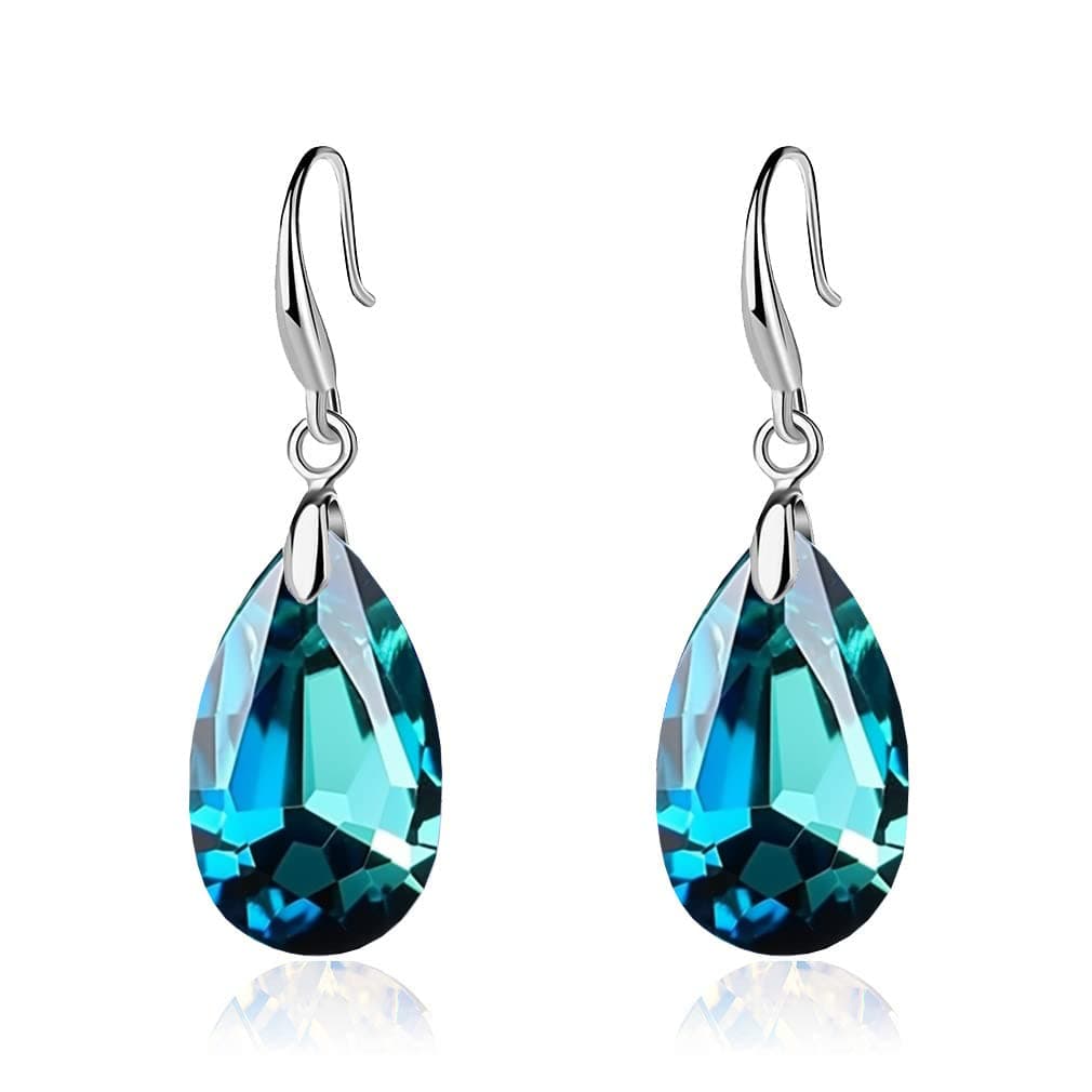 Austrian Crystal Teardrop Dangle Hook Earrings for Women 14K Gold Plated Hypoallergenic Jewelry