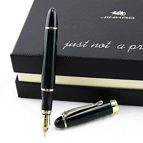 18 CT Jinhao Gold Plated Premium Fountain Pen With Gift Box (P-25)
