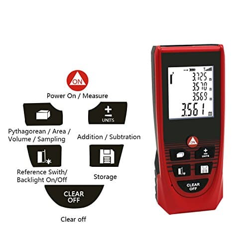 Rebzar A-40 (0.02 m to 40m) Digital Laser Distance Meter - Precise Laser Tape Measurer for Construction Calculation of Length/Area/Volume