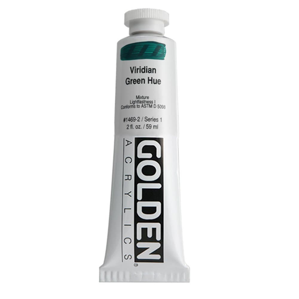 GOLDEN Heavy Body Acrylics, Viridian Green Hue, 2 fl. oz. Tube, Professional Acrylic Paint, Semi-Transparent